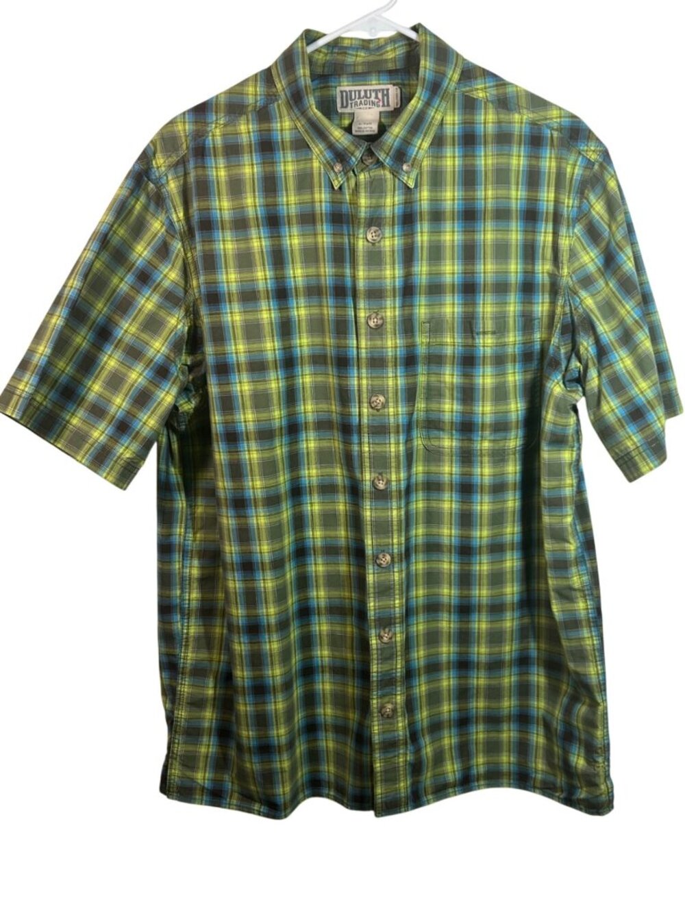 Duluth Trading Co Mens Relaxed Fit Plaid Button-Down Shirt L Tall 100% Cotton
